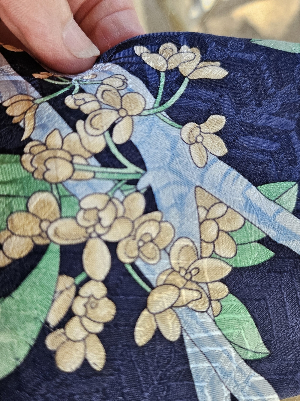 Leonard Paris Silk Tie Dessin No 70445 Blue Floral Butterfly Tie - Picture 4 of 11